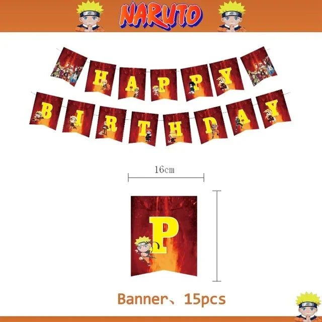 Cartoon Narutoed Anime Ninja Birthday Party Decoration Set