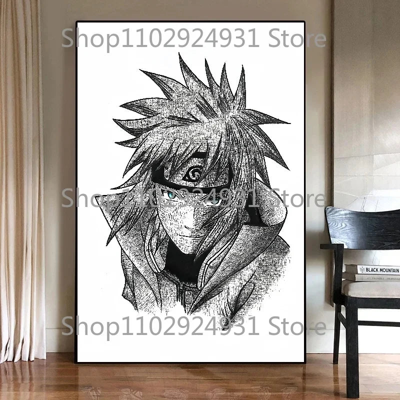 Japanese Classic Anime Uzumaki Naruto Black and White Poster