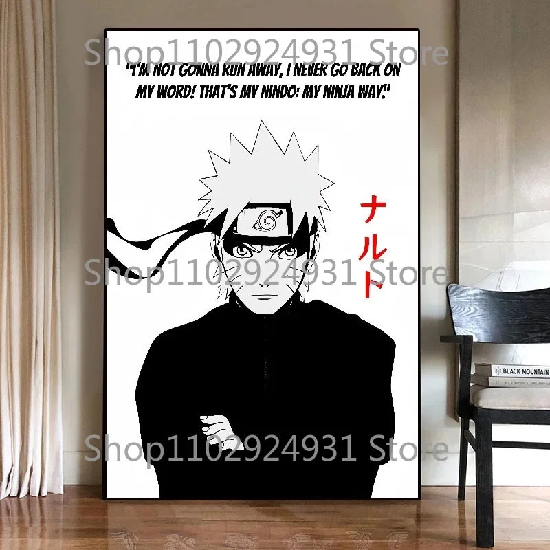 Japanese Classic Anime Uzumaki Naruto Black and White Poster