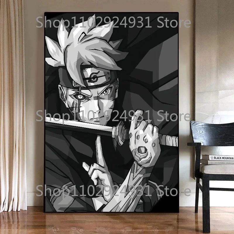 Japanese Classic Anime Uzumaki Naruto Black and White Poster