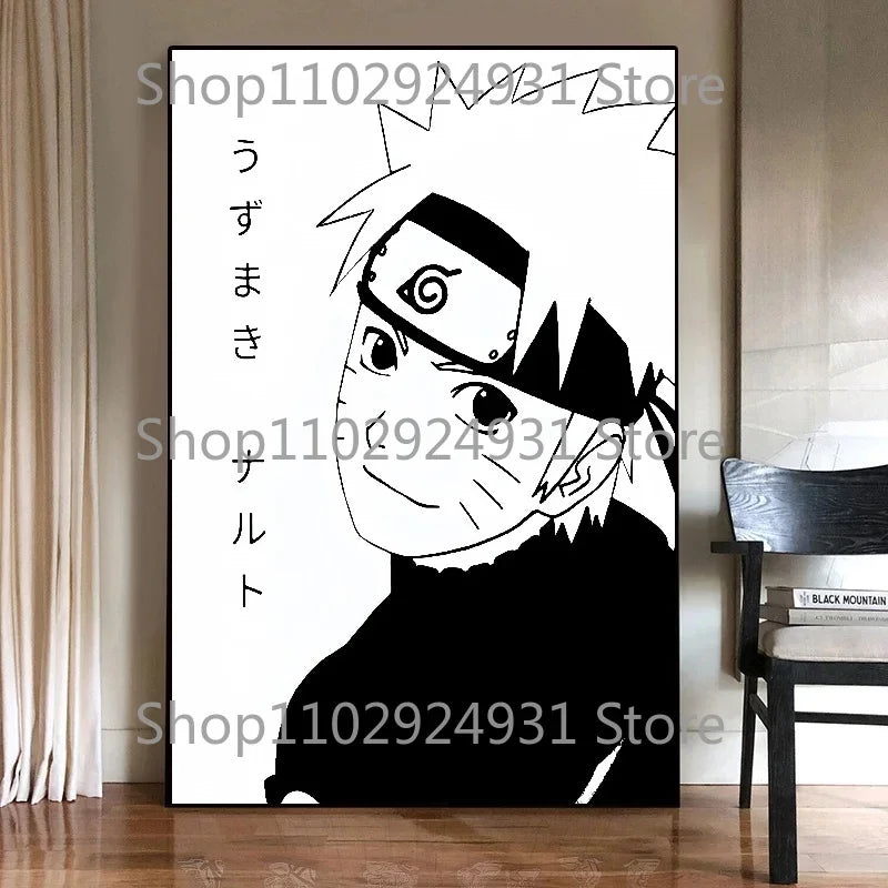 Japanese Classic Anime Uzumaki Naruto Black and White Poster