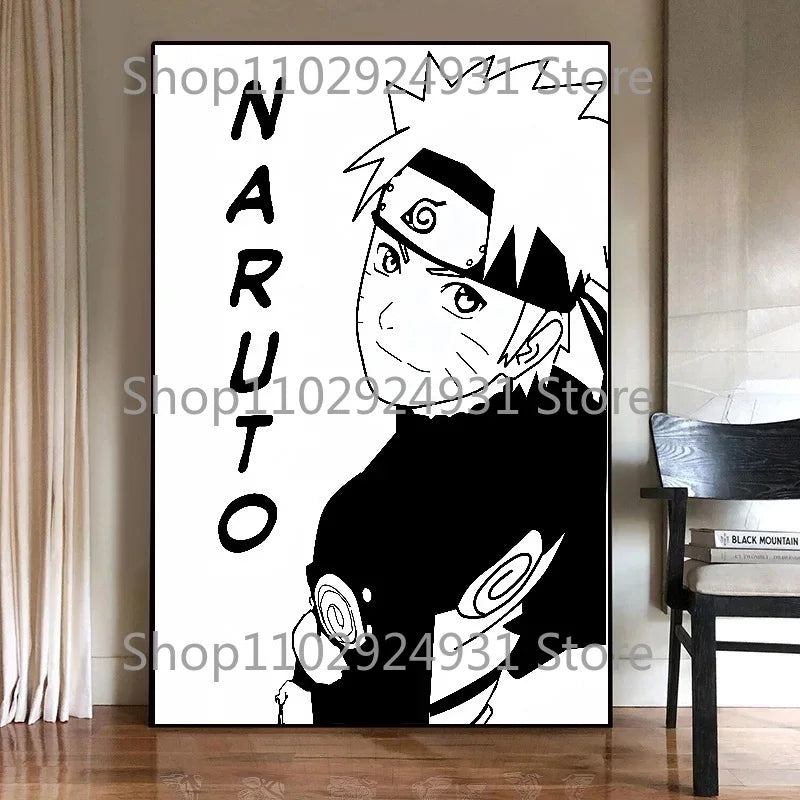Japanese Classic Anime Uzumaki Naruto Black and White Poster