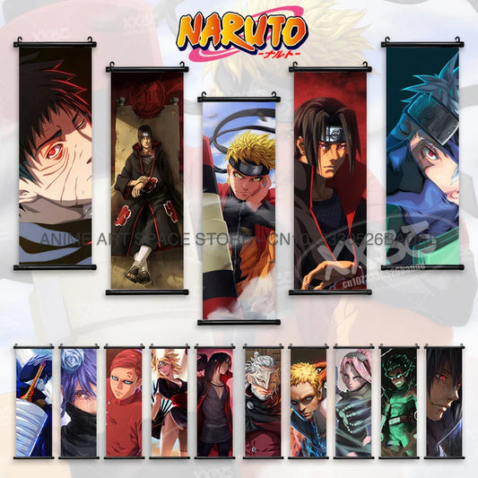 Naruto Hanging Paintings: Gaara, Obito Uchiha, Rock Lee, Kakashi, and Pain