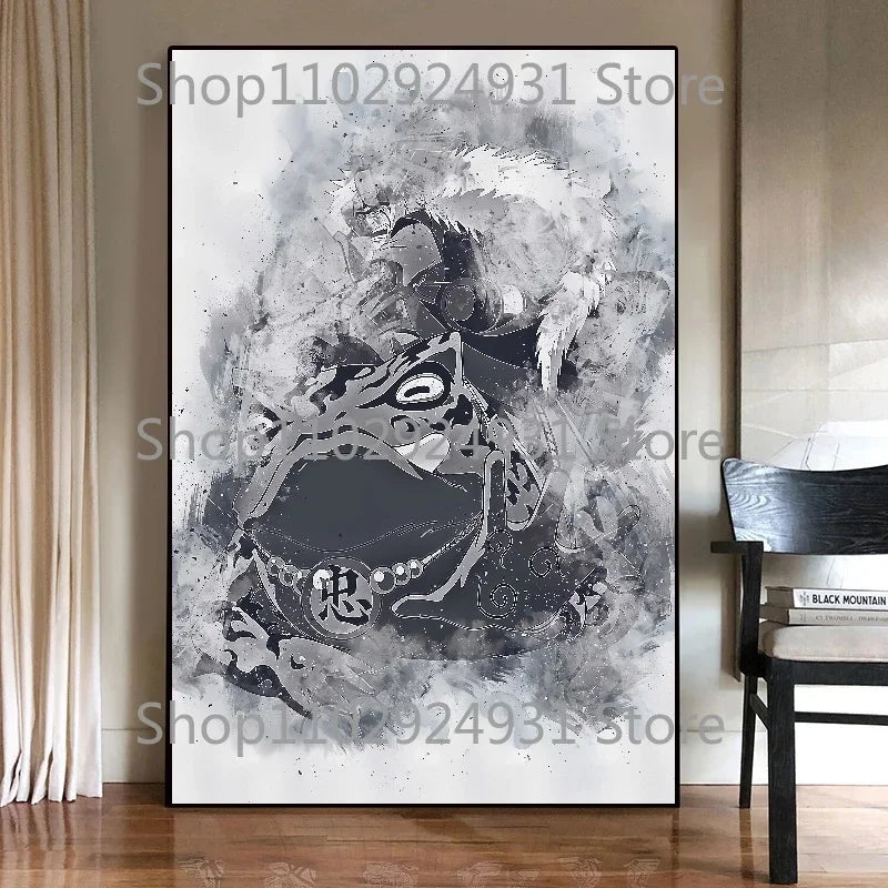 Japanese Classic Anime Uzumaki Naruto Black and White Poster