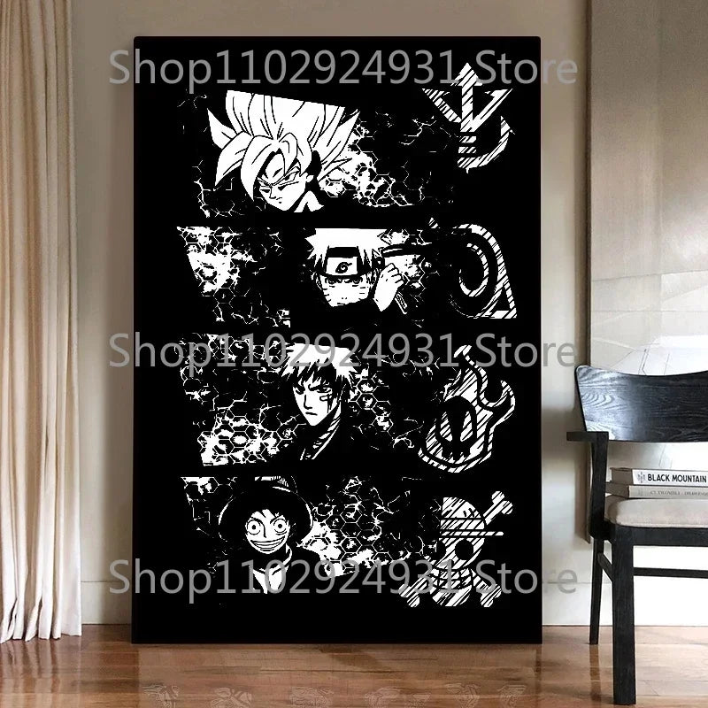 Japanese Classic Anime Uzumaki Naruto Black and White Poster