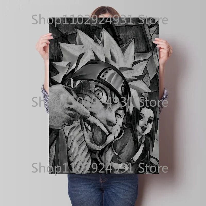 Japanese Classic Anime Uzumaki Naruto Black and White Poster