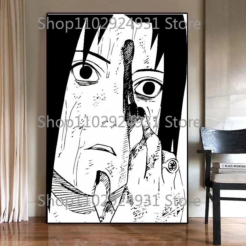Japanese Classic Anime Uzumaki Naruto Black and White Poster