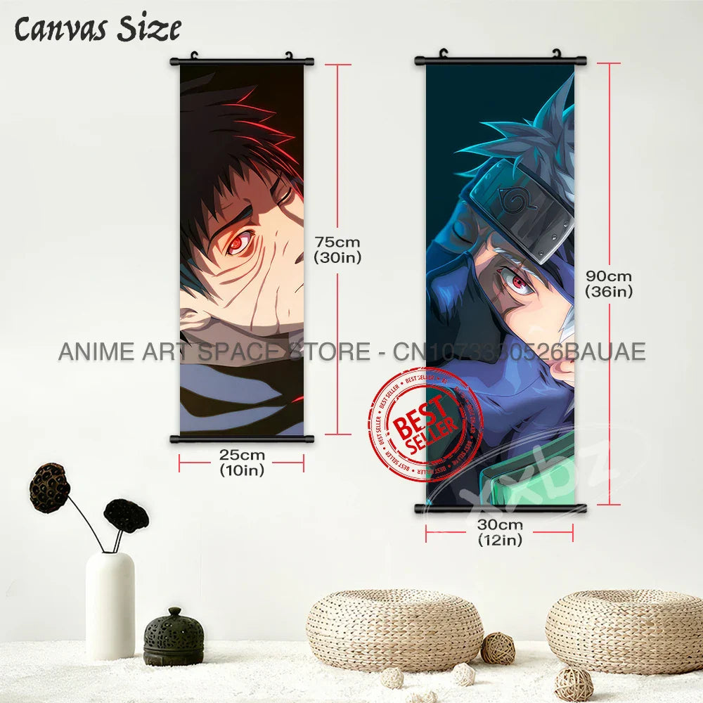 Naruto Hanging Paintings: Gaara, Obito Uchiha, Rock Lee, Kakashi, and Pain