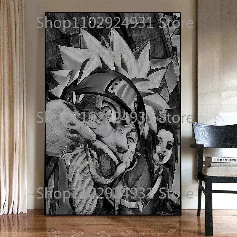 Japanese Classic Anime Uzumaki Naruto Black and White Poster