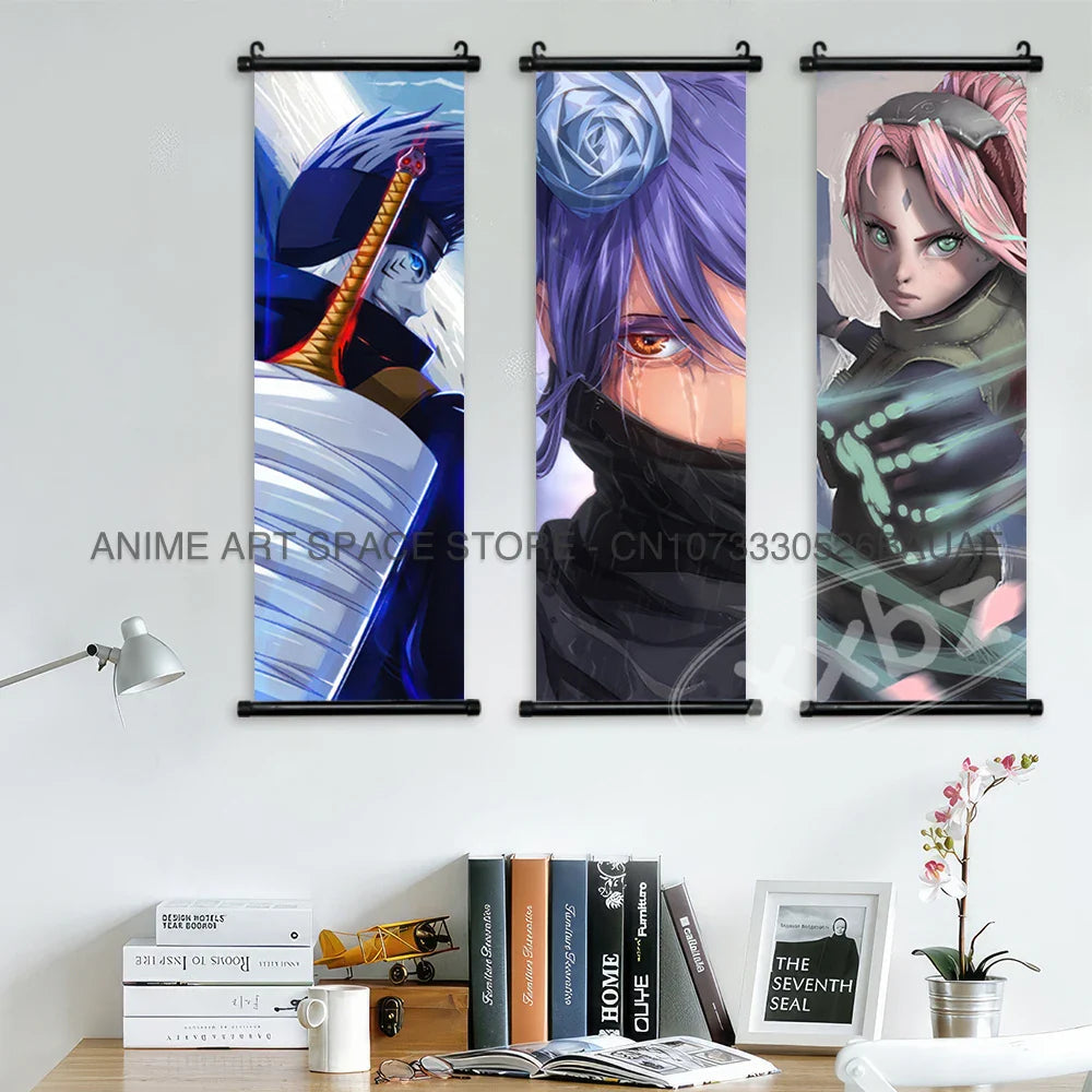 Naruto Hanging Paintings: Gaara, Obito Uchiha, Rock Lee, Kakashi, and Pain