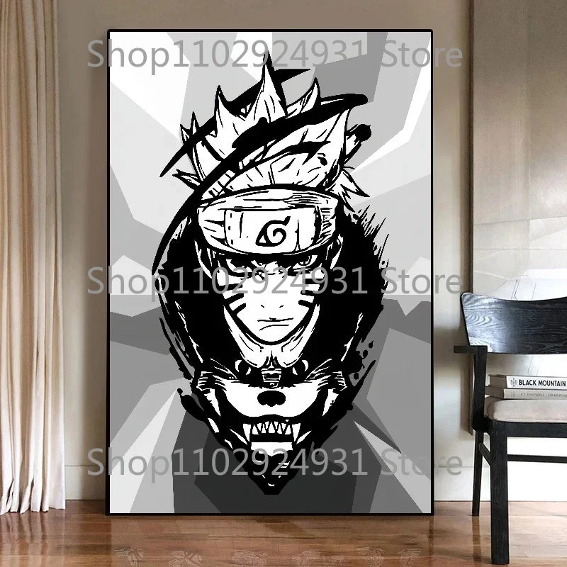 Japanese Classic Anime Uzumaki Naruto Black and White Poster