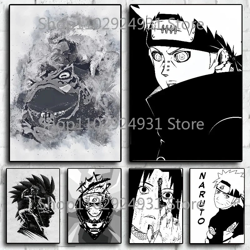 Japanese Classic Anime Uzumaki Naruto Black and White Poster