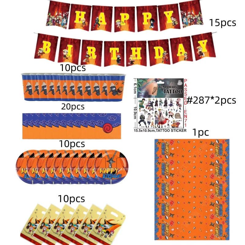 1SET Anime Narutoed Theme Boy Favors DIY Birthday Festival Gift