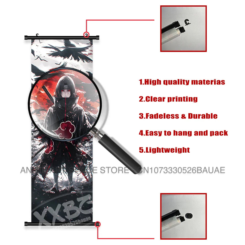 Japanese Anime Naruto Wall Artwork Canvas Scrolls - Uchiha Sasuke Print