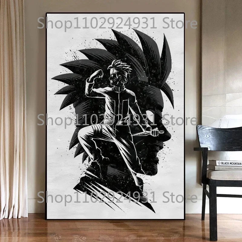Japanese Classic Anime Uzumaki Naruto Black and White Poster