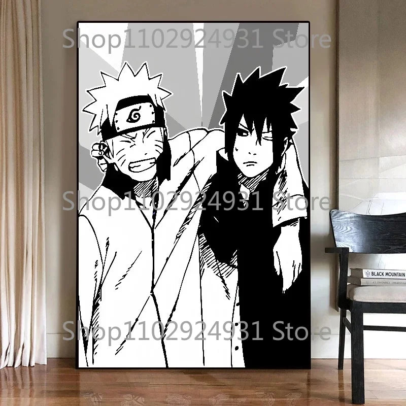 Japanese Classic Anime Uzumaki Naruto Black and White Poster