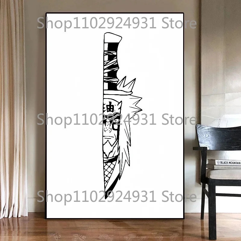 Japanese Classic Anime Uzumaki Naruto Black and White Poster